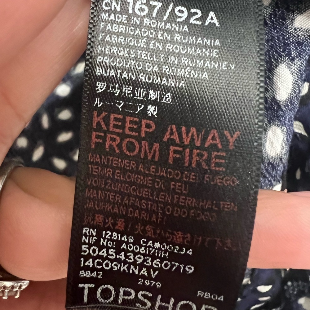Topshop Navy and White Patterned High Waist Shorts - Picture 9 of 12